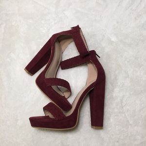 Shoe Republic LA Red Velvet Heels